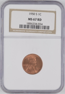 1950-S U.S. 1¢ - Lincoln Wheat Cent - MS67RD