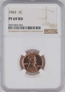 1963 U.S. 1¢ - Lincoln Memorial Cent - NGC PF69RD