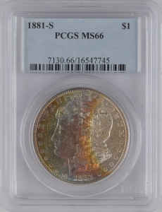 1881-S U.S. $1 - Morgan Silver Dollar - PCGS MS66 (Toned)