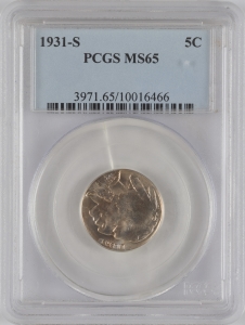 1931-S U.S. 5¢ - Buffalo Nickel - PCGS MS65