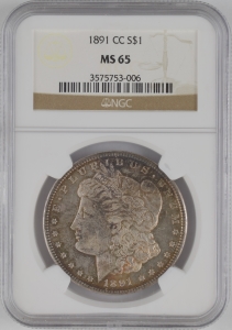 1891-CC U.S. $1 - Morgan Silver Dollar - NGC MS65