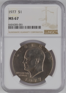 1977 U.S. $1 - Eisenhower Silver Dollar - NGC MS67