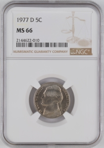 1977-D U.S. 5¢ - Jefferson Nickel - NGC MS66