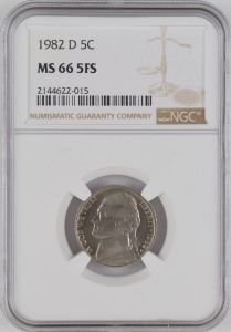1982-D U.S. 5¢ - Jefferson Nickel - NGC MS66 5FS