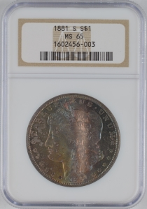 1881-S U.S. $1 - Morgan Silver Dollar - NGC MS65 (Toned)