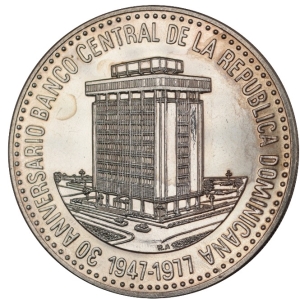 1977 Dominican Republic 30 Peso - Central Bank (Silver)