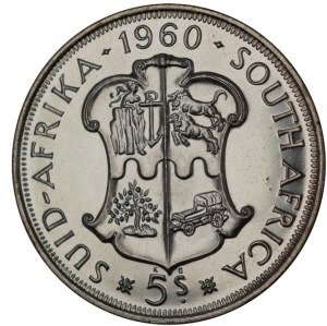 1960 South Africa 5 Shillings - South African Union 50th Anniversary (Silver)