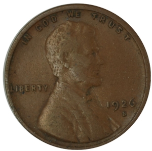 1926-S U.S. 1¢ - Lincoln Wheat Cent - EF