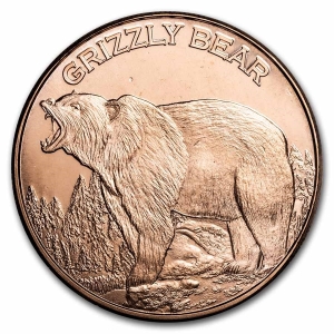 1 oz Copper Round - Grizzly Bear - 20 Count Roll