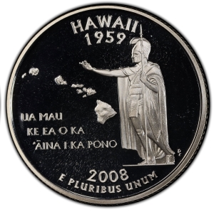 2008-S U.S. 25¢ - Hawaii State Washington Quarter - Silver Proof