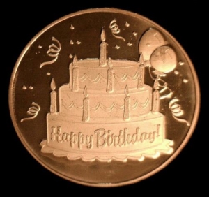 1 oz Copper Round - Happy Birthday - 20 Count Roll