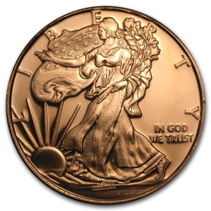 1oz Copper Round - Walking Liberty Half Dollar