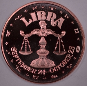 1 oz Copper Round - Libra - 20 Count Roll