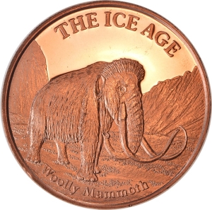 1 oz Copper Round - Woolly Mammoth - 20 Count Roll