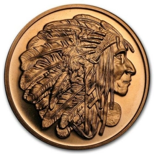 1 oz Copper Round - Medallion Chief - 20 Count Roll