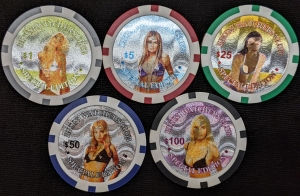 5pc Poker Chip Set - Bikini Watchers Club Special Edition - Holographic ($1-100)