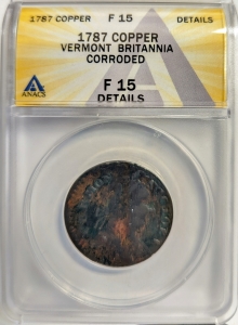 1787 Vermont Colonial - George III & Britannia - ANACS F15
