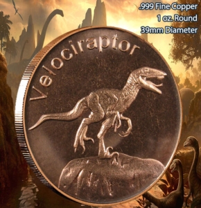 1 oz Copper Round - Velociraptor