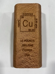 10 Pound .999 Fine Copper Bar - Elemental Cast