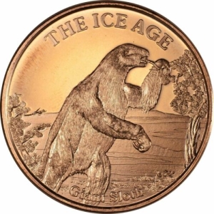 1 oz Copper Round - Giant Sloth - 20 Count Roll
