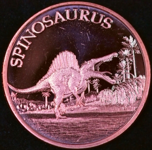 1 oz Copper Round - Spinosaurus - 20 Count Roll