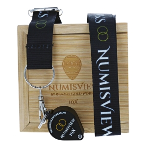 Numisview Triplet 10x Loupe with Lanyard and Wooden Storage Box