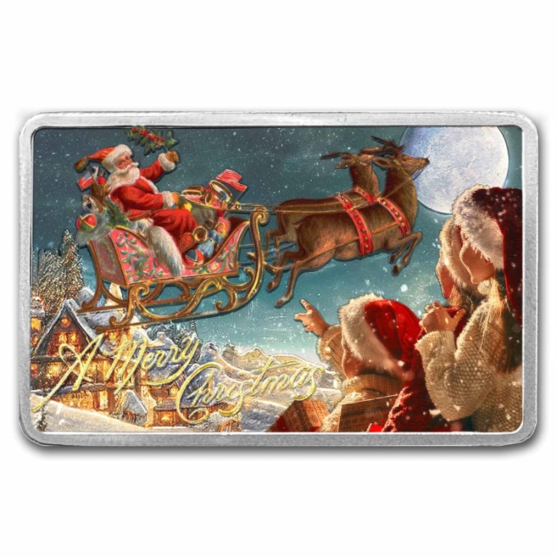 2023 Cameroon 2000 Francs - Postcard to Santa - 1oz Silver (Colorized)